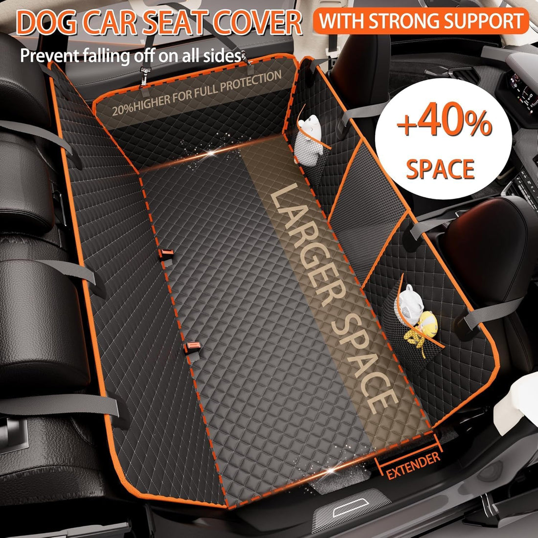 Back Seat Extender for Dogs,Holds 420lbs,Waterproof - myfurrypal.co